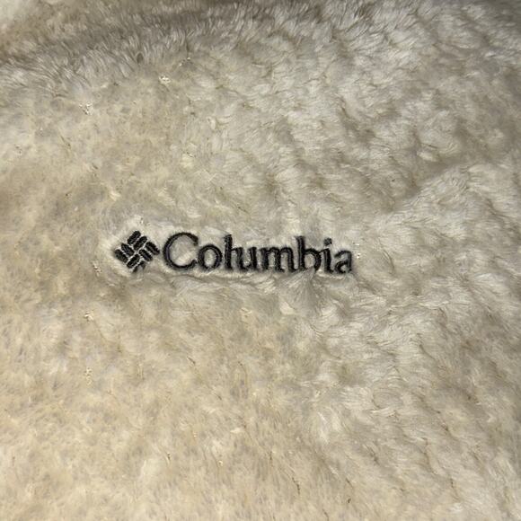 Columbia Fire Side‎ Sherpa Jacket Womens Large Cream 1/4 Zip Pocket Outdoor Hike - Picture 3 of 6